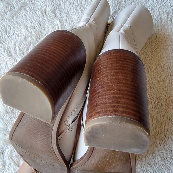 Franco Sarto Stormy Bootie Heeled Ankle Boot Cream Ivory Zip Up Size 9 - Picture 9 of 13